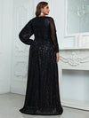 Yisikado Plus Sequin Mesh Panel Maxi Dress-FMGN767