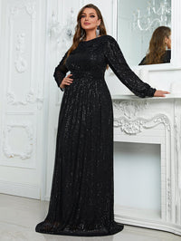 Yisikado Plus Sequin Mesh Panel Maxi Dress-FMGN767