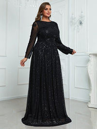 Yisikado Plus Sequin Mesh Panel Maxi Dress-FMGN767