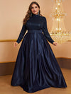 Yisikado Plus Mock Neck Belted Sequin Prom Dress-FMGT849